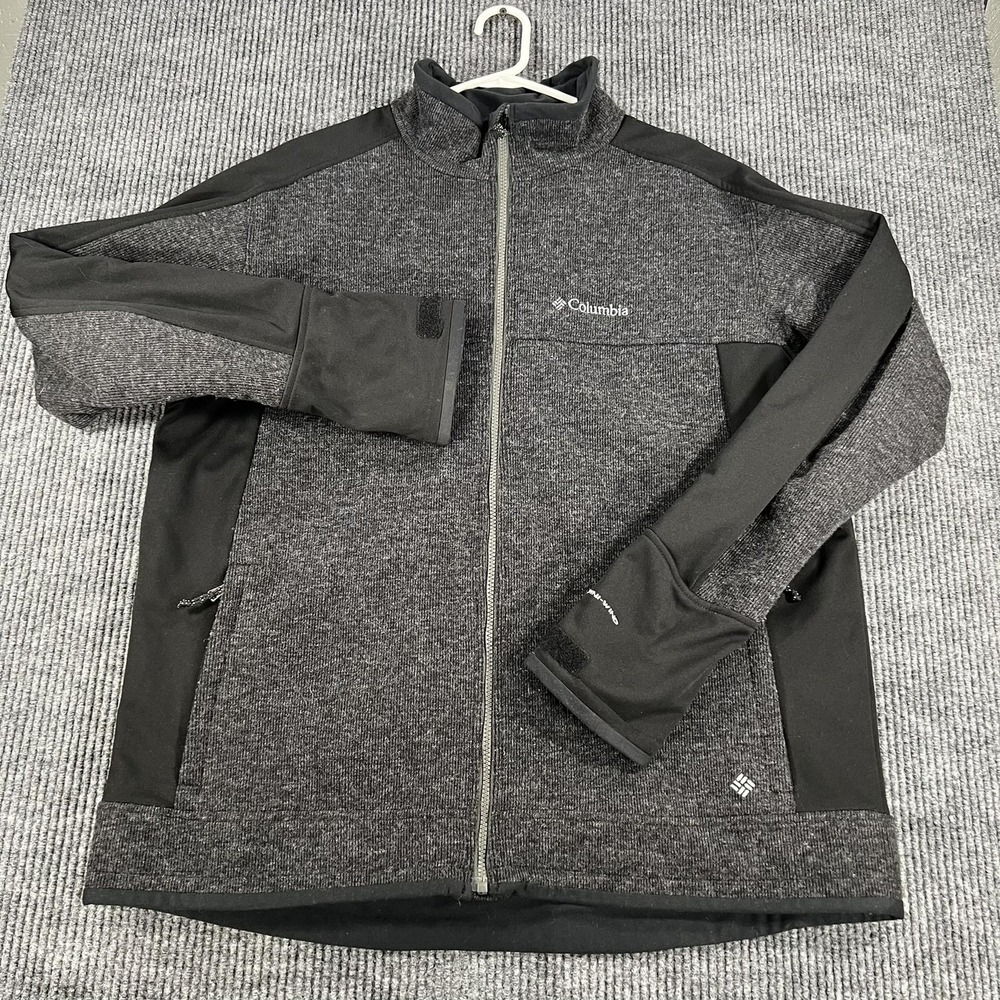 Columbia Jacket Mens XL Gray Omni-Heat Omni-Wind Full Zip Wool Blend Thermal